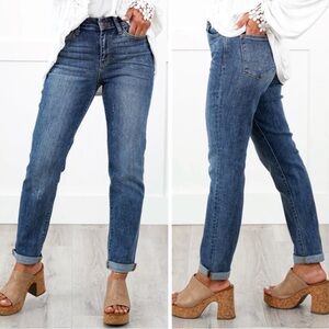 Judy Blue Bethany Dark High Rise Bleach Splash Boyfriend Fit Jeans size 14W NWT